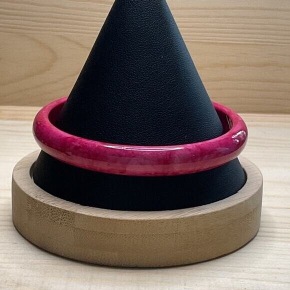 Pink Marbled Bangle Bracelet 8" Round - Picture 2 of 4